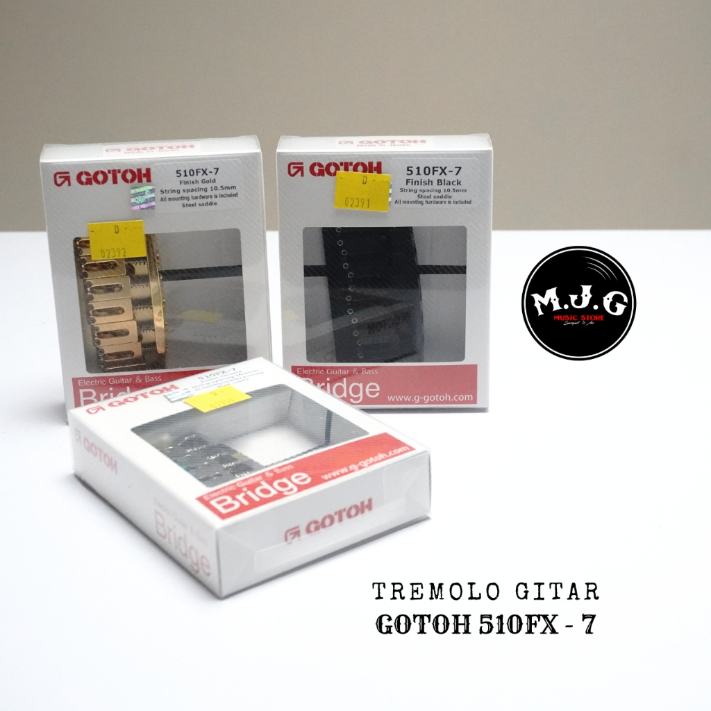 tremolo fixed bridge gitar elektrik gotoh Japan 510FX 7 string chrome hitam gold