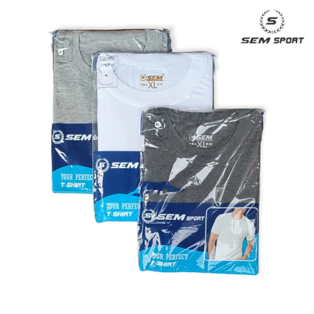 [ 3 PCS ] Kaos Dalam Pria Oblong SEM Sport 68 Katun Adem Lengan Pendek | Kaos Oblong Polos SEM Pria