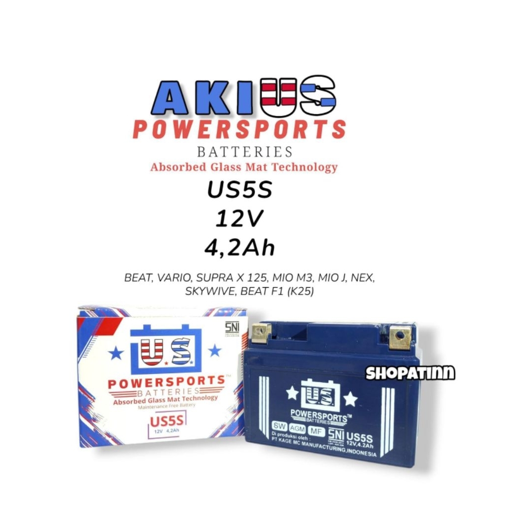 1 pcs AKI US POWER SPORT US5S / GTZ5S / YTZ5S FULL KERING AKI US POWERSPORT ORIGINAL AKI MOTOR BEAT 