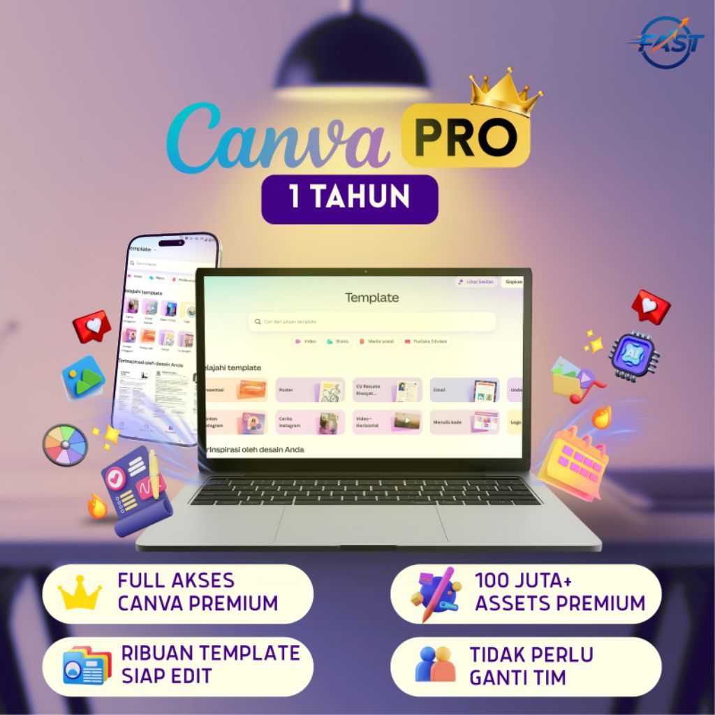 100Juta+++ Asset & 10.000+++ Template Canva Pro/ Canva Premium Full Akses