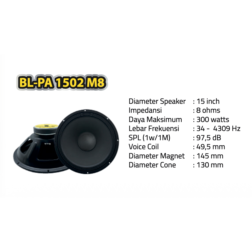 SPEAKER BELL BL-PA1502 M8 / BL PA1502 M8 / BL PA 1502 M8 – FULL RANGE – 300 WATT ORIGINAL FROM AUDAX
