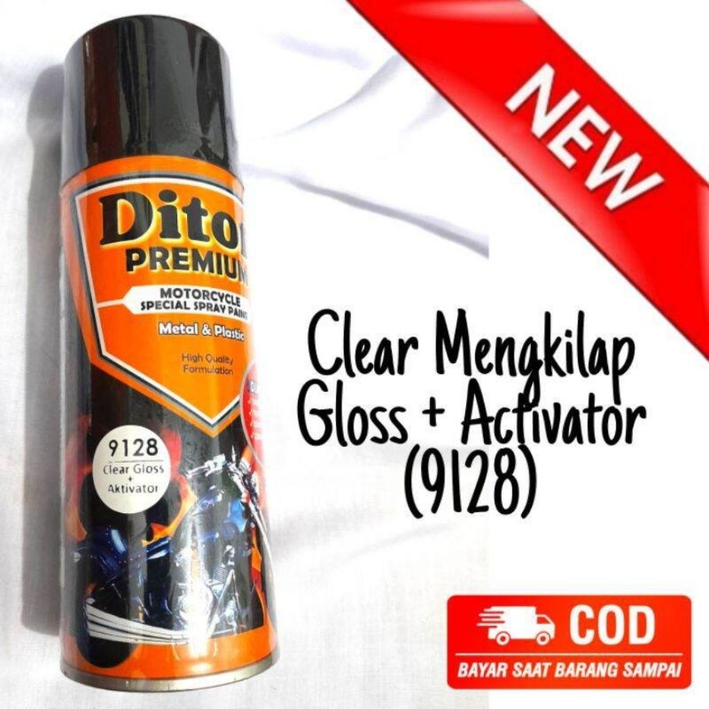 Pilok Pernis Clear Kilap Glos 9128 Diton Premium Cat Semprot Sepeda Motor Mobil 400ml