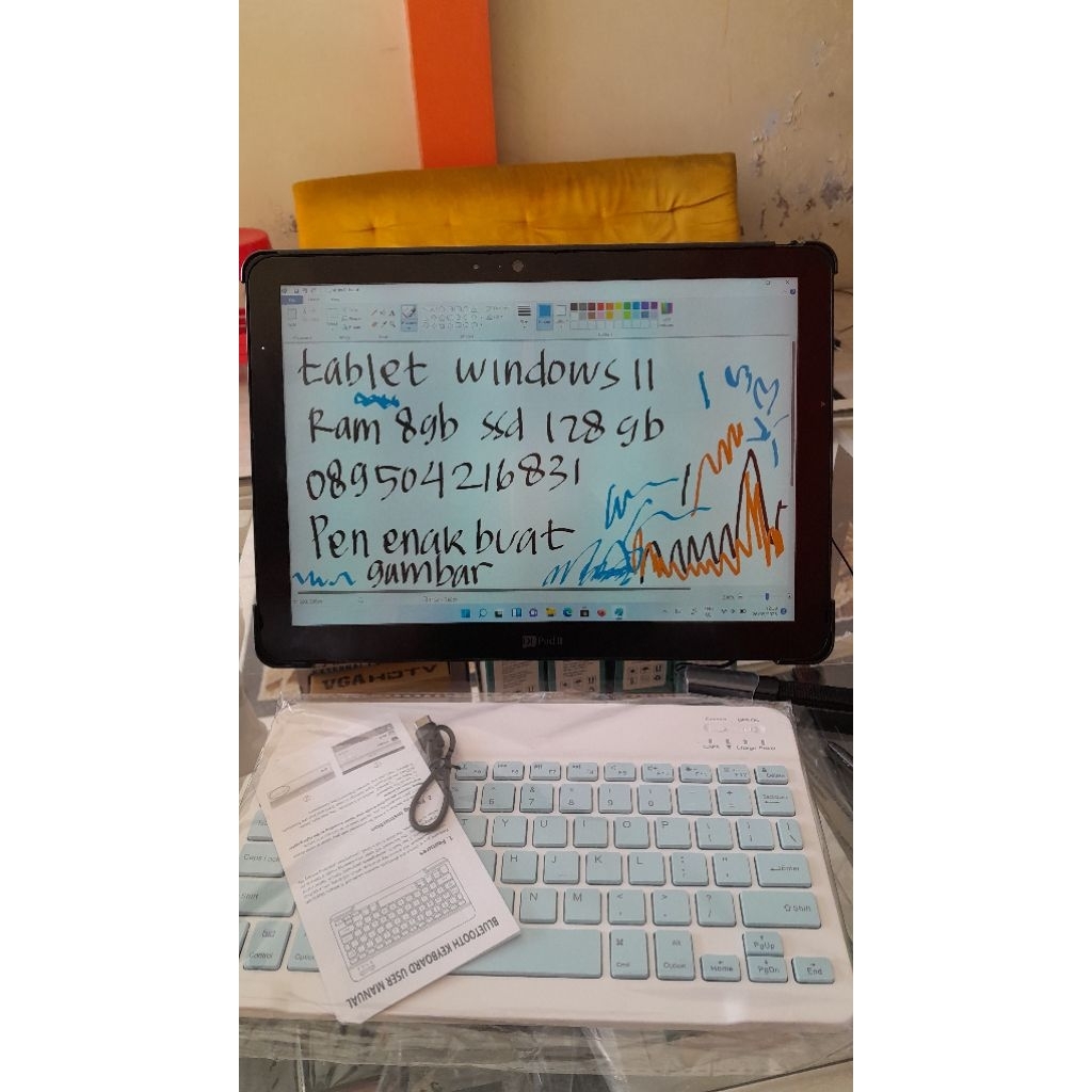 tablet windows 11 ram8gb ssd128gb include pen stylus keyboard wireless layar sentuh fujitsu v727r