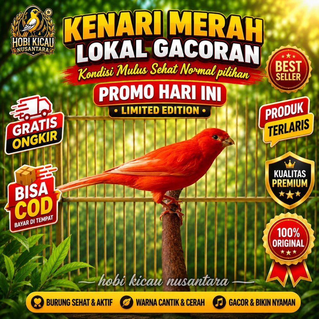 Burung Kenari Merlok Kenari Merah Lokal Gacoran limited edition
