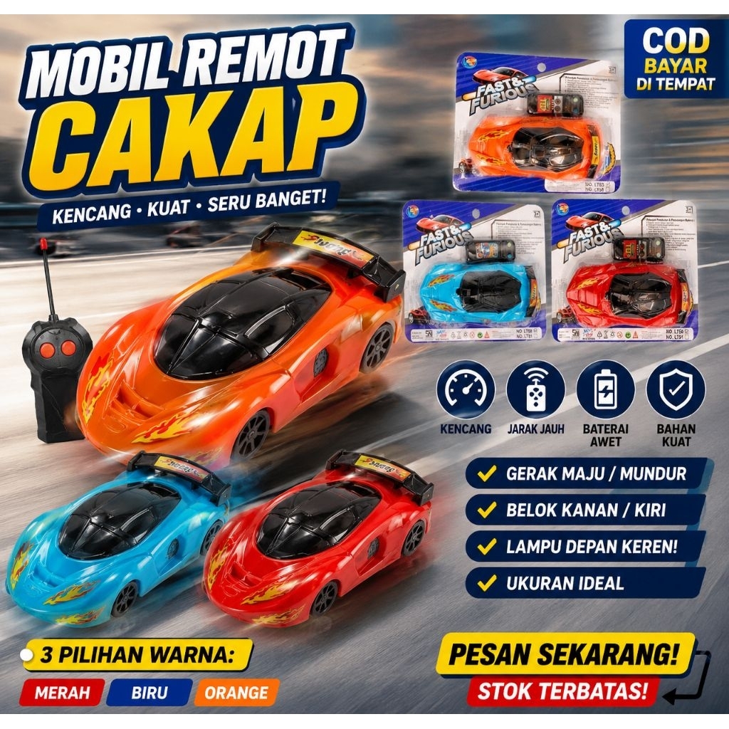 BISA COD MAINAN MOBIL REMOTE CONTROL KABEL MAINAN ANAK MOBIL MOBILAN