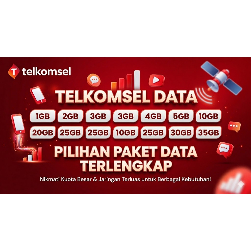 Telkomsel Paket Data Internet as / simpati / loop 1GB 2GB 3GB 5GB 10GB 15GB 20GB 25GB 28Hari - 30Har