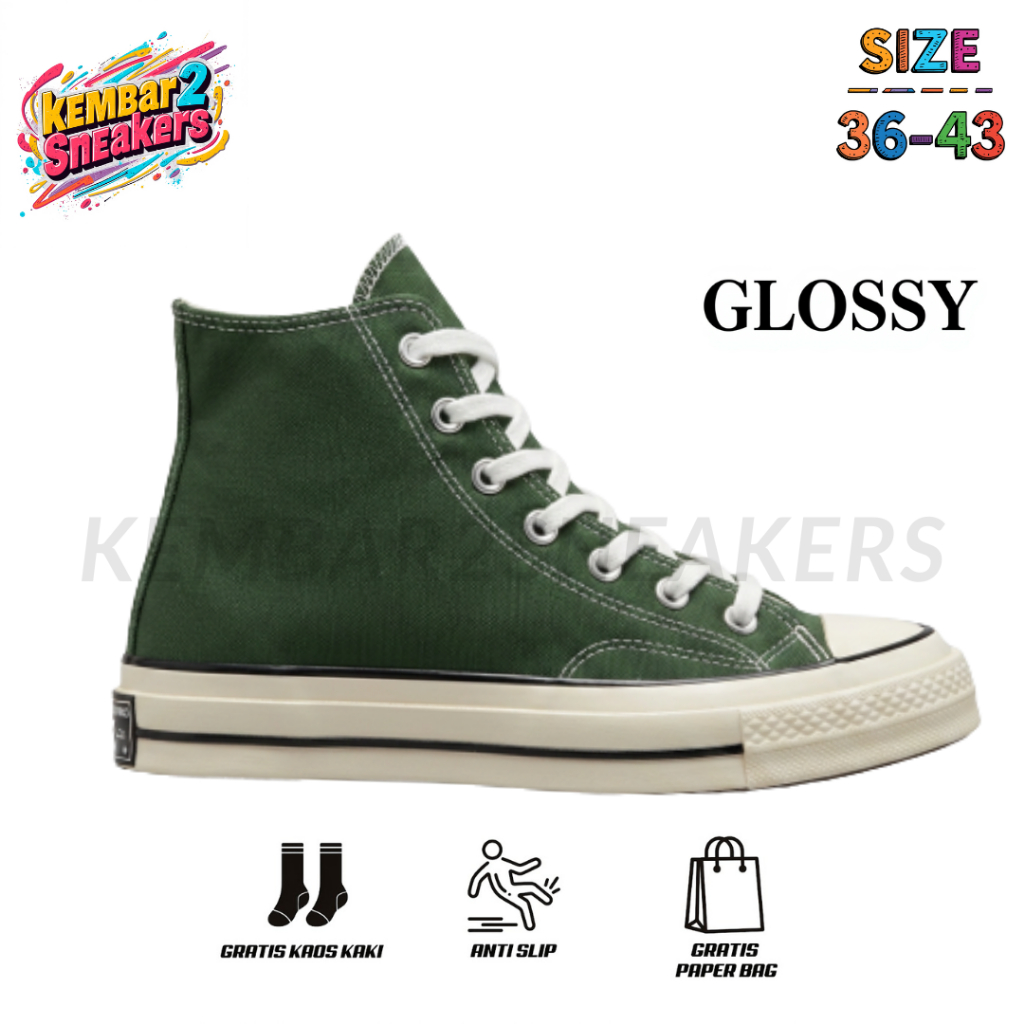Sepatu Converse Chuck Taylor 70s Herbal Green Army Hi Premium Original 100%