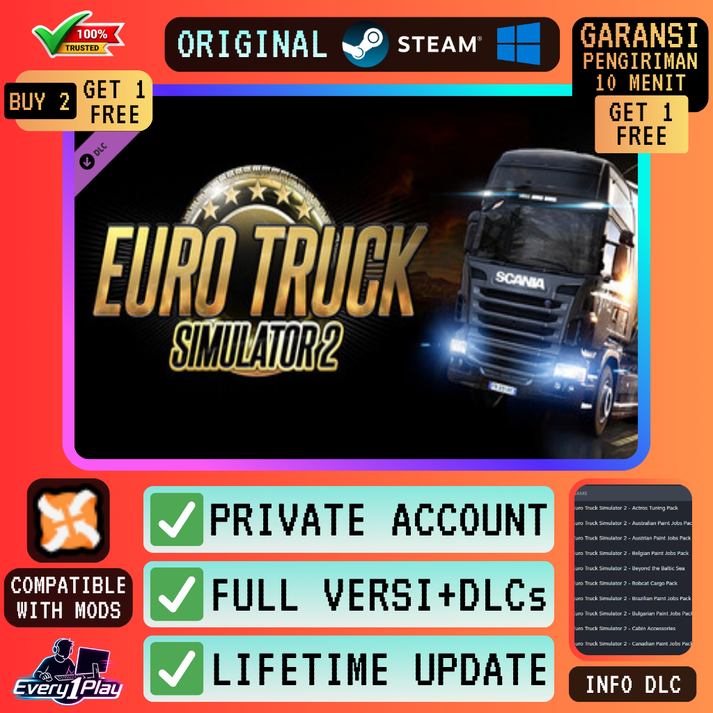Euro Truck Simulator 2 Game Steam - Games PC Laptop Windows