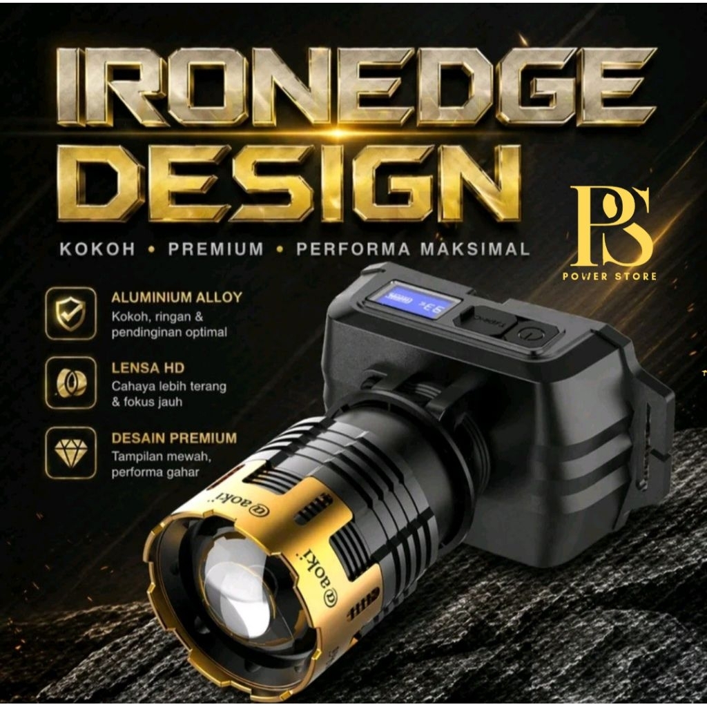 SENTER KEPALA ZOOM LED 90W PRO AOKI AK-3655A - BATERAI 6.000mAh  - PREMIUM - 90W PRO PUTIH