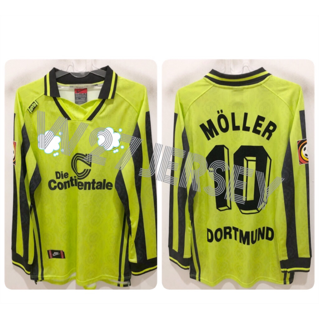 JERSEY RETRO - D0RTtTMUND HOME LONGSLEEVE 1996-1997 name player Moller + Patch Bundesliga