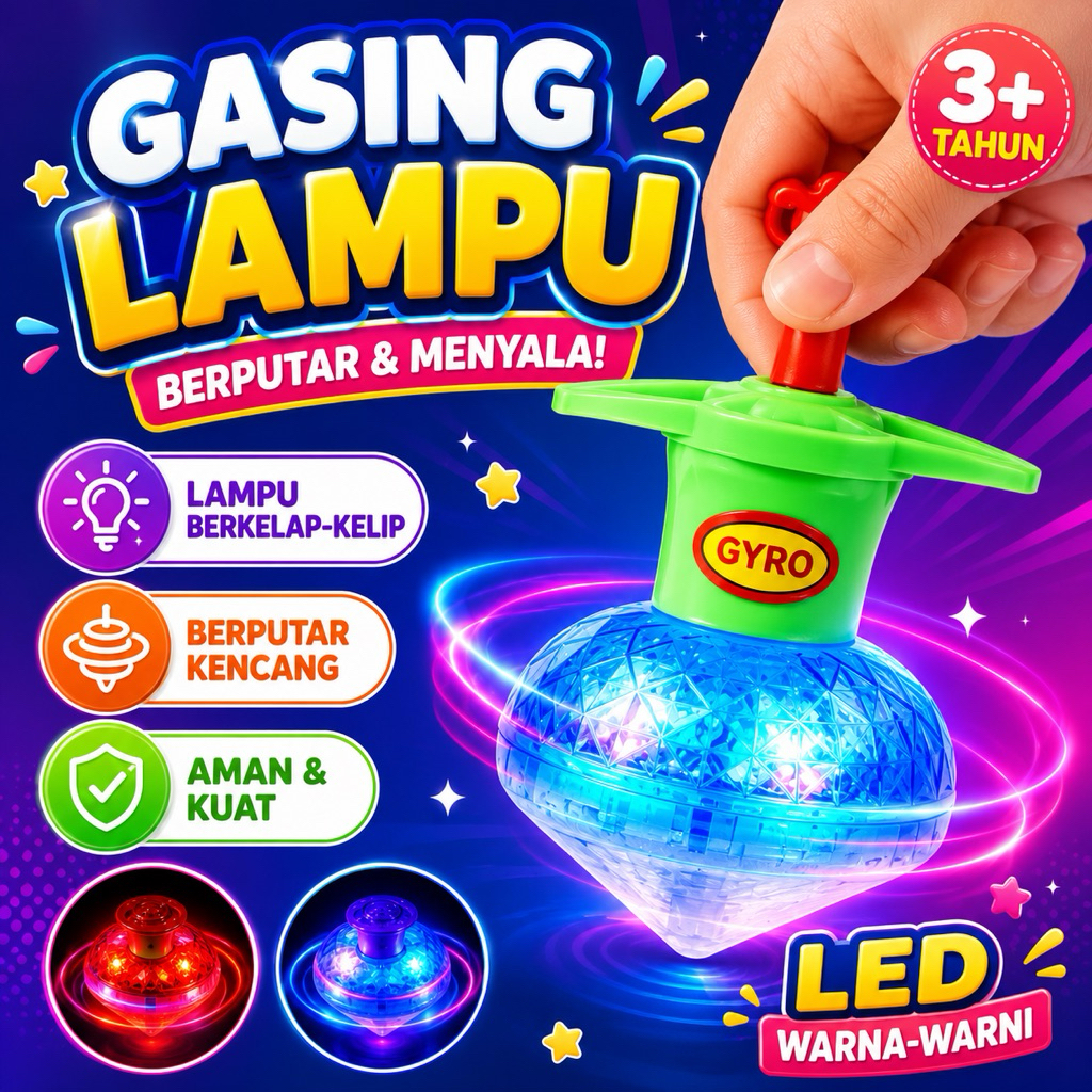Gasing UFO LED | Gasing Beyblade Adu Gasing Lampu LED EDUFUNTOYS