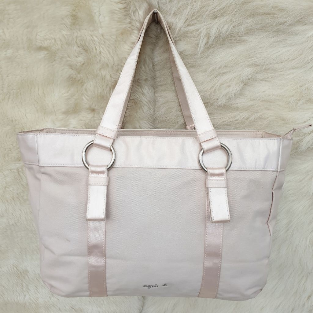 Tas Agnis Voyage Tote Bag Cream Kanvas