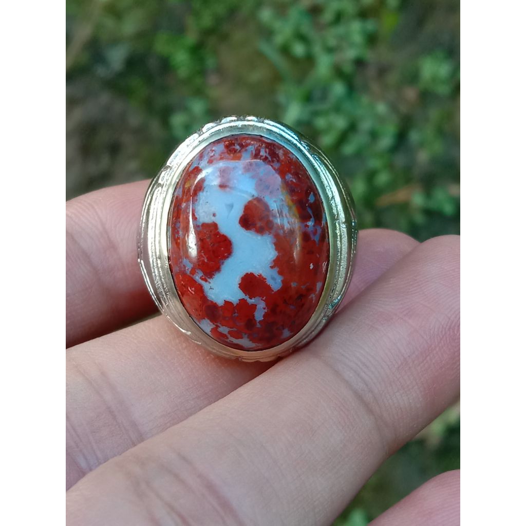 CINCIN BATU AKIK MERAH GARUT MOTIP