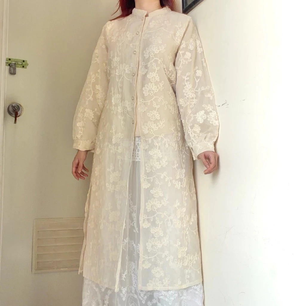 Asaya Tunik Gamis dress Top atasan blouse kemeja wanita panjang full furing bordir kerja wisuda leba