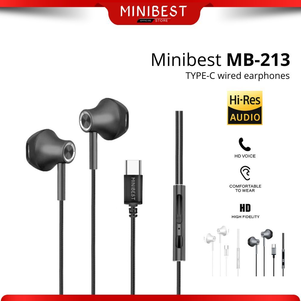 MINIBEST MB-213 Headset Type C Universal Super Bass HD Mic Subwoofer Logam Premium