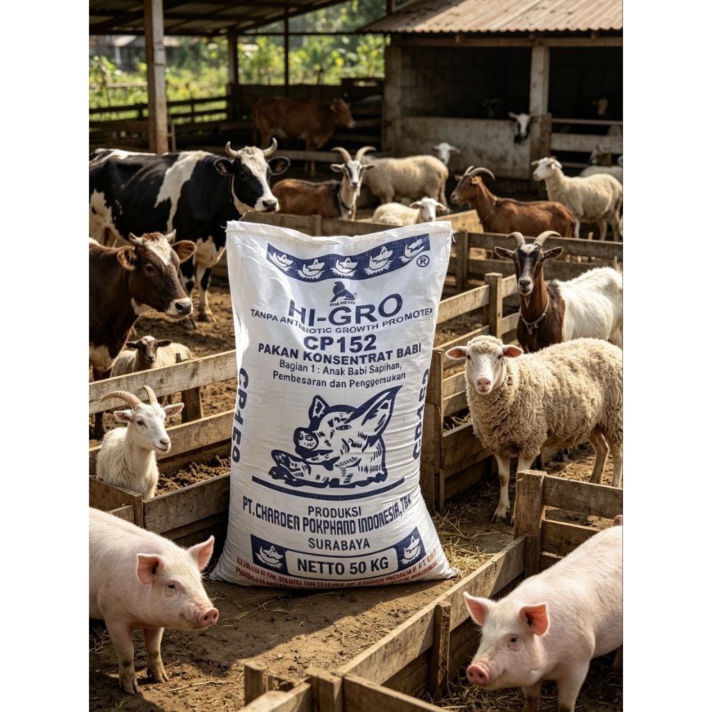 Hi Gro Konsentrat Anak Babi Sapihan CP152 Pakan Babi hewan ternak