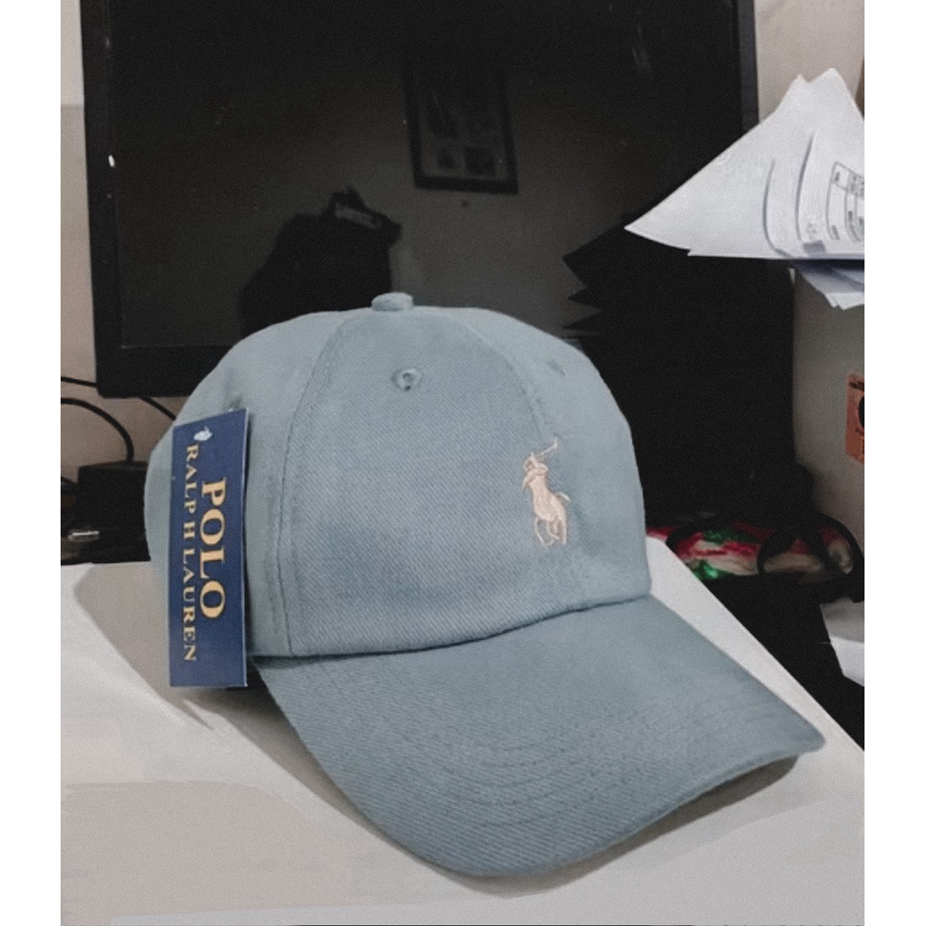 Topi Polo Abu Logo Putih