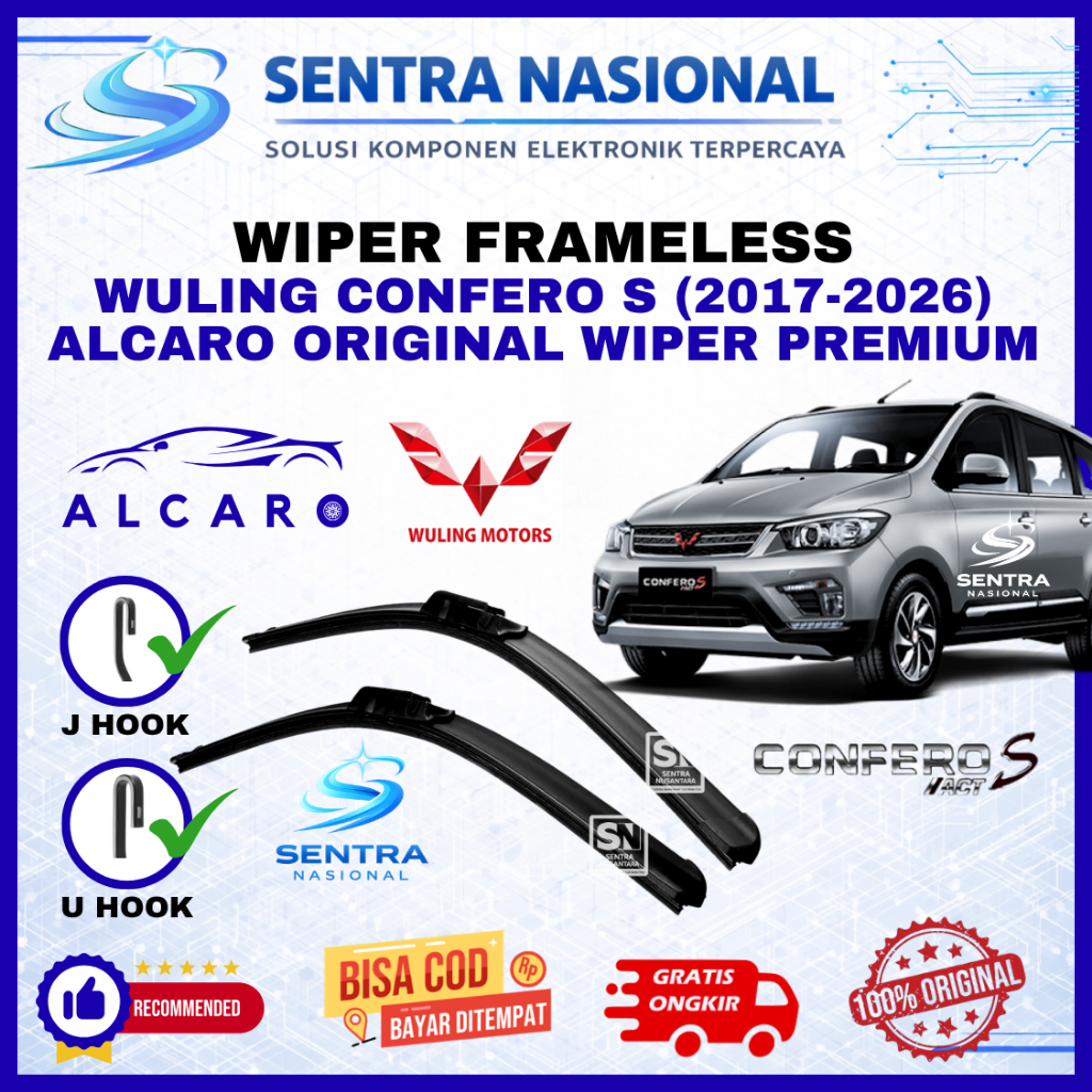 Wiper Mobil WULING CONFERO S (2017-2026) Merk ALCARO ORIGINAL | Wiper Kaca Mobil WULING CONFERO S (2