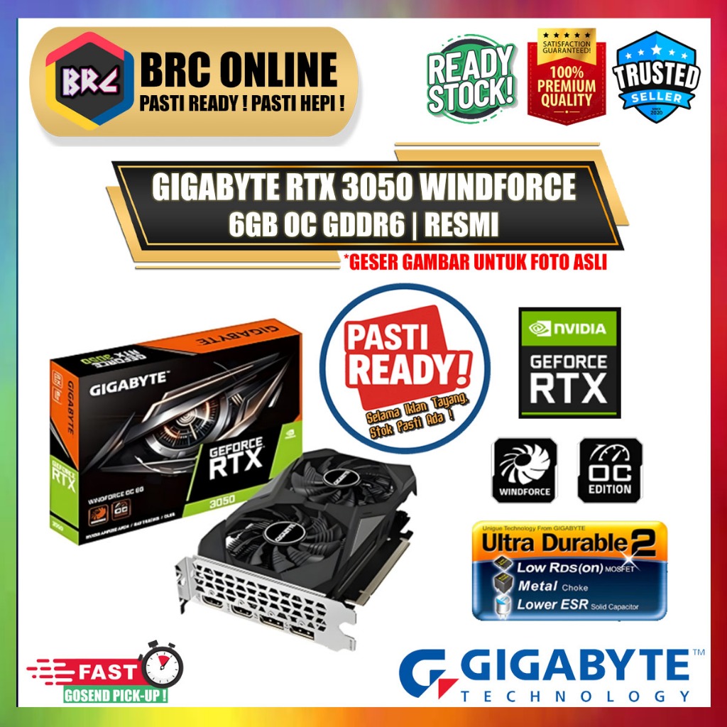 VGA GIGABYTE WINDFORCE GeForce RTX3050 6GB OC GDDR6 | RTX 3050 | Garansi Resmi
