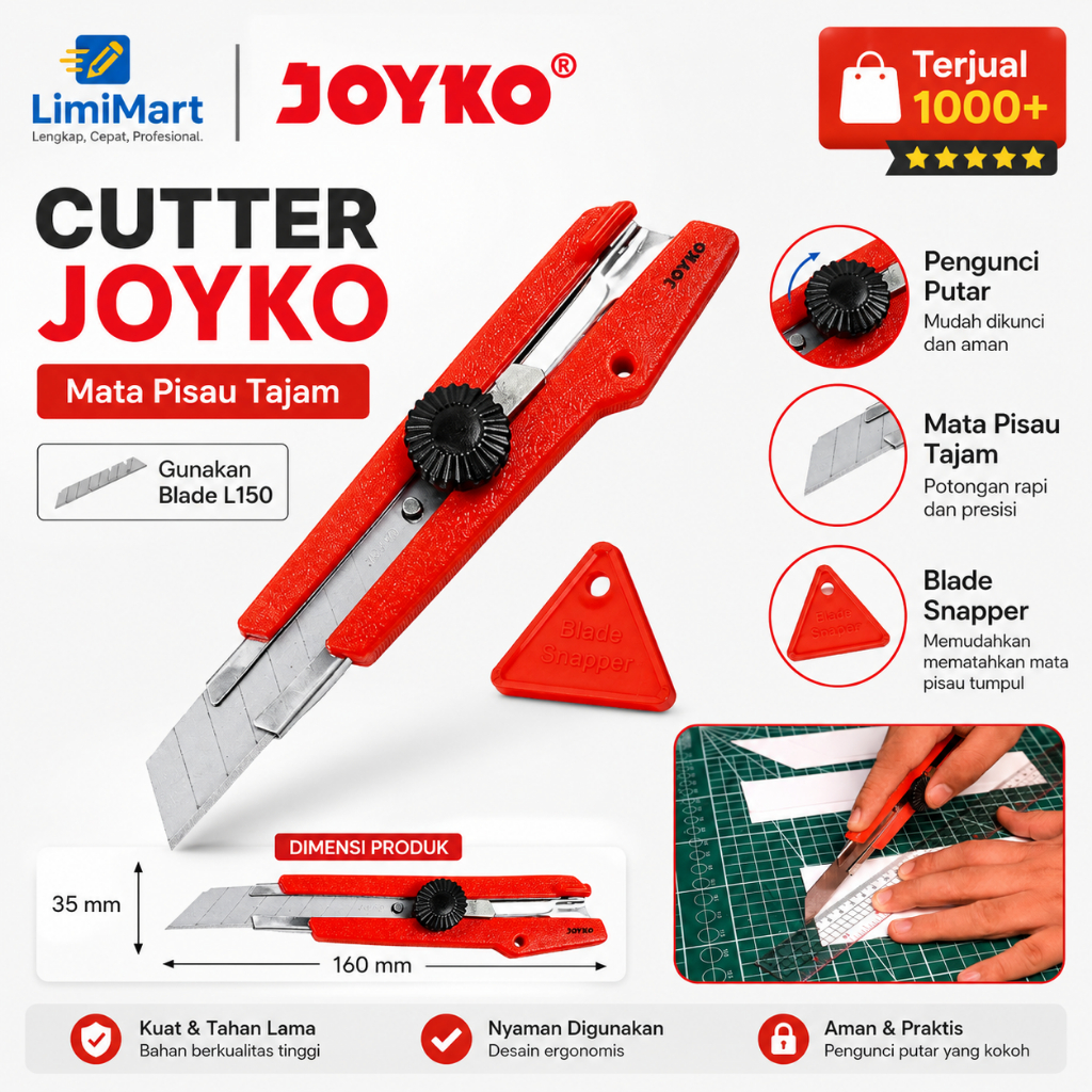 Cutter Joyko L-500, A-300A & Refill Blade L-150, A-100 – Cutter & Isi Cutter