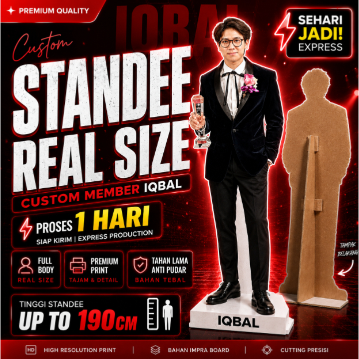 Standee Custom Real Size IQBAAL RAMADHAN / Human Stande Figure Besar Idola