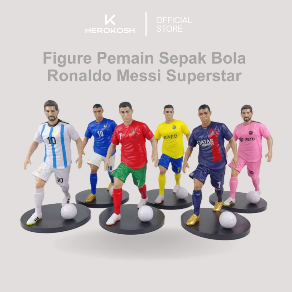 Figure Pemain Sepak Bola Ronaldo Messi Soccer Superstar Mainan Pajangan Statue Patung Toys Topper Ca