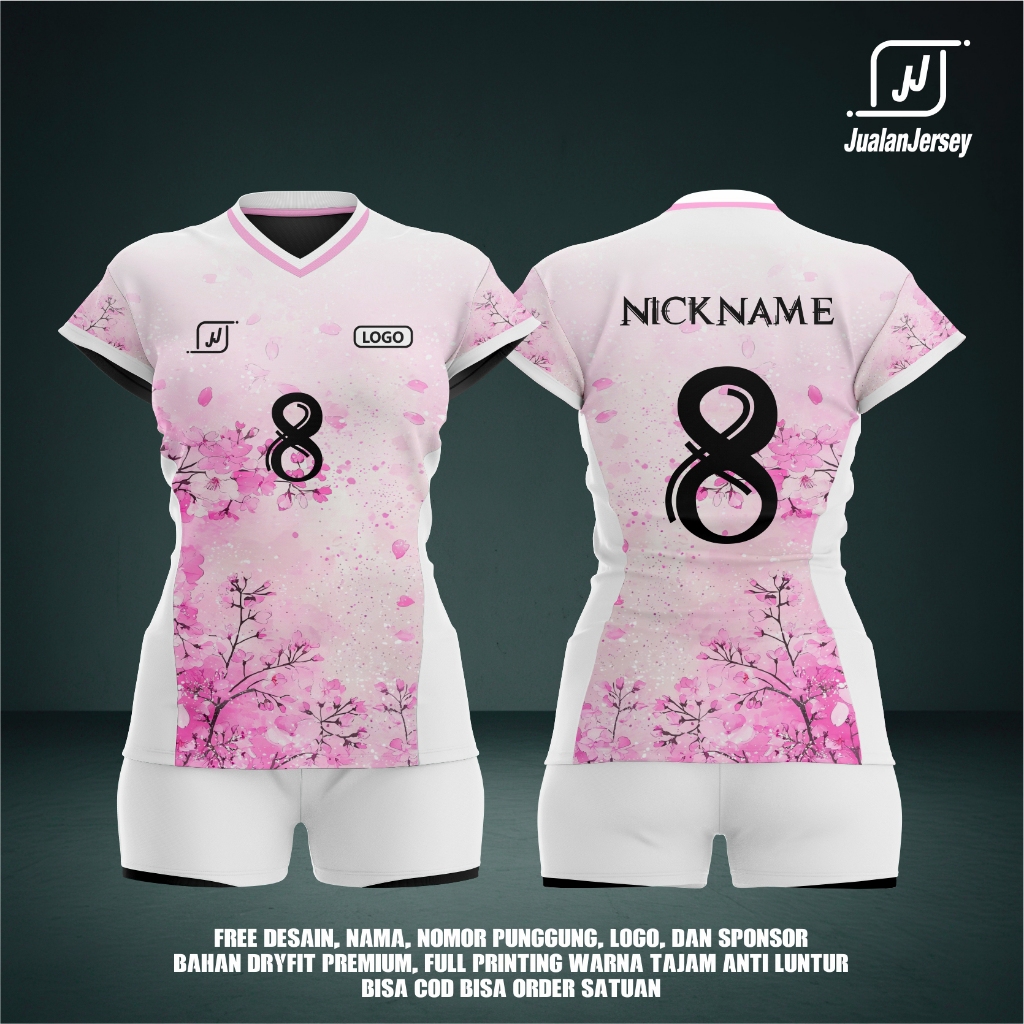 JERSEY BAJU KAOS VOLI VOLLY CEWEK/PUTRI CUSTOM FREE CUSTOM DESIGN- NAMA-CLUB