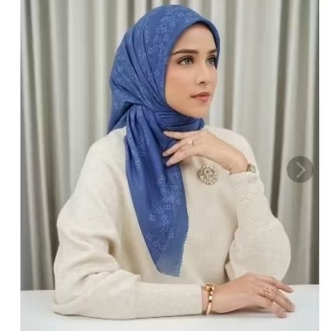 Buttonscarves Preloved Monogram SykBlue