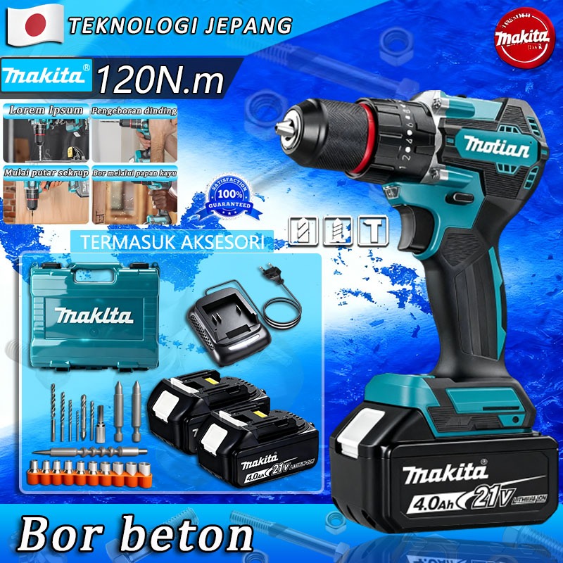 Makita 1850R/menit bor cordless cordless drill bor impact baterai impact drill mesin bor listrik