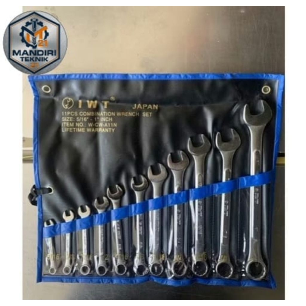 (Ready Stok) Kunci Ring Pas Inch Set 11 Pcs | IWT (5/16 - 1") | Chrome Vanadium Japan