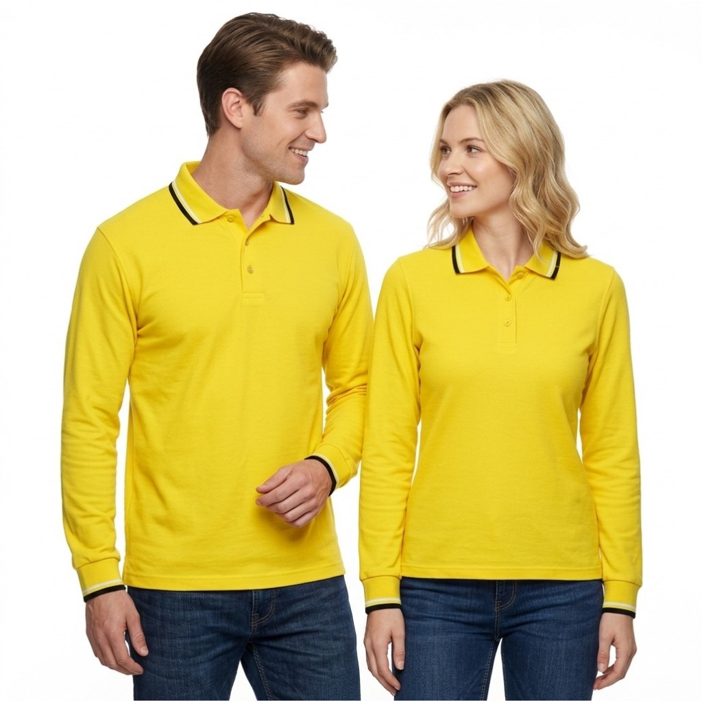 Polo Polos Lengan Panjang  KUNING - Kaos Kerah Lengan Panjang   - polo panjang KUNING _ KAOS KERAH K