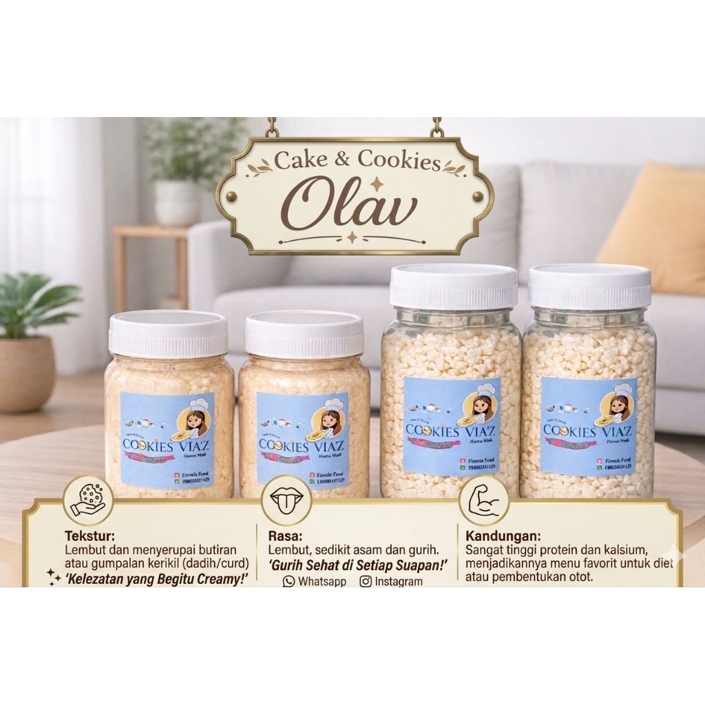 Cottage Cheese, 1hari siap kirim , Cottage Cheese Spread/Oles/Cream, keju cottage 200Gram ,Homemade 