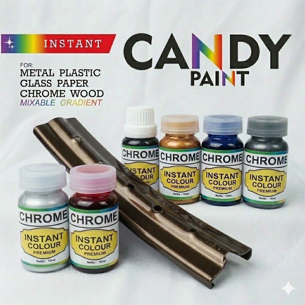 Cat Oles Velg Motor Candy Chrome Paint Titanium Mocca 10ml - Cat Logam Warna Permanen Cat Krom Poles