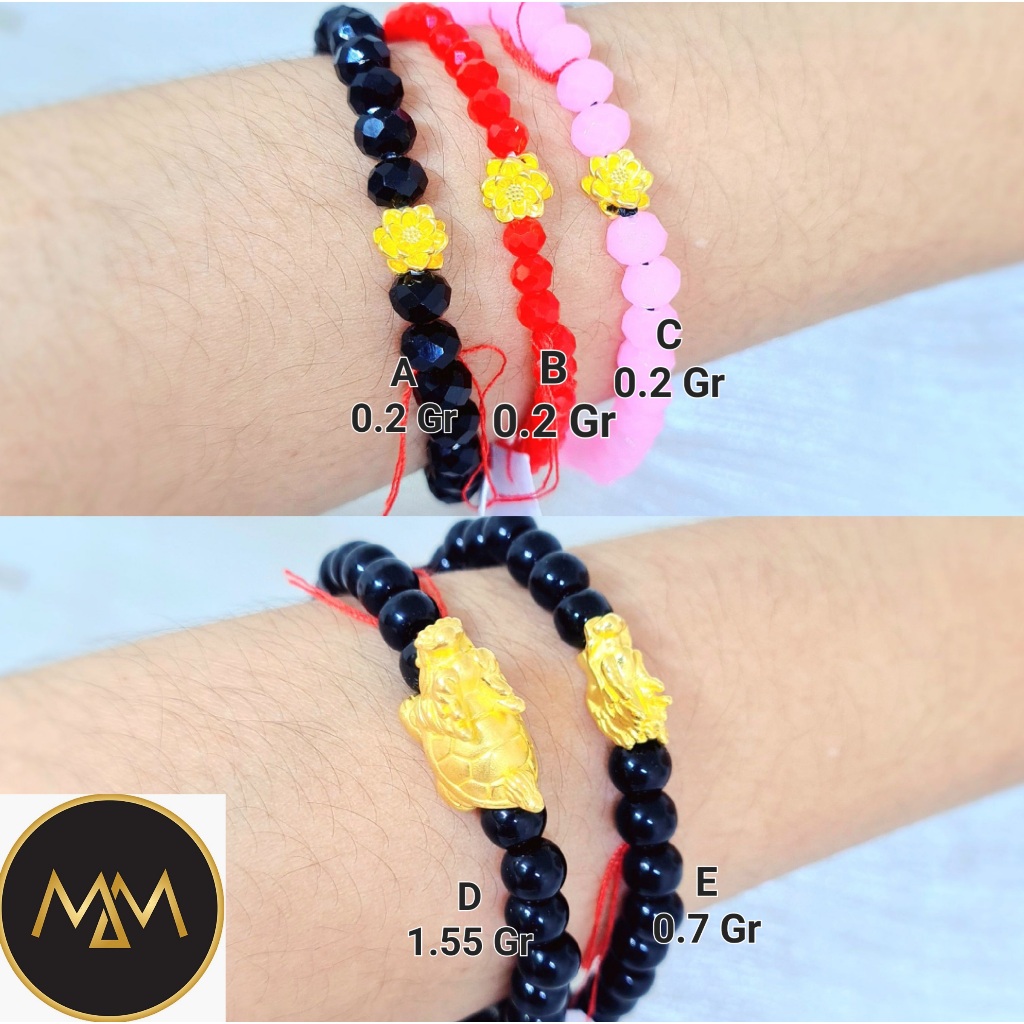 Gelang Hongkong Pixiu Medium Charm Keberuntungan Emas Kadar 999 24k