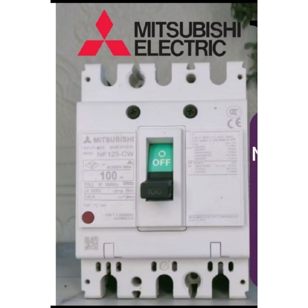 Mccb breaker Mitsubishi 100A 3phase