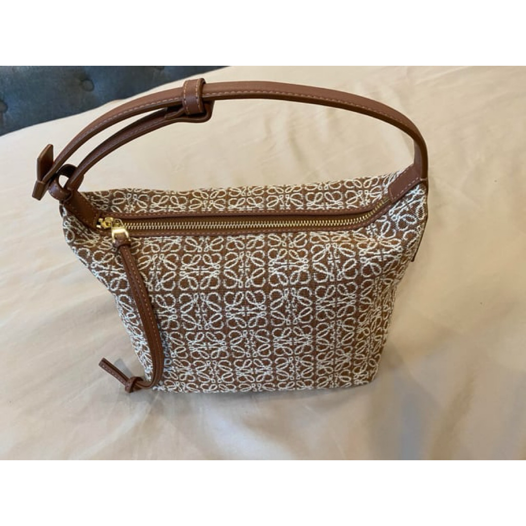 LOEWE Small Cubi Bag Anagram Jacquard in Tan / Pecan