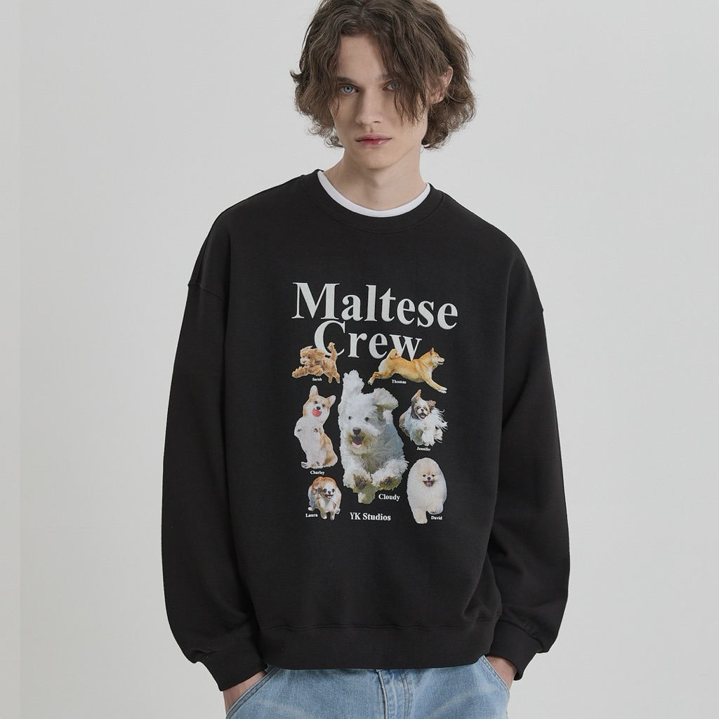 WaiKei Maltese Crew Black Sweater | sweatshirt hitam itam item korea kr wai kei