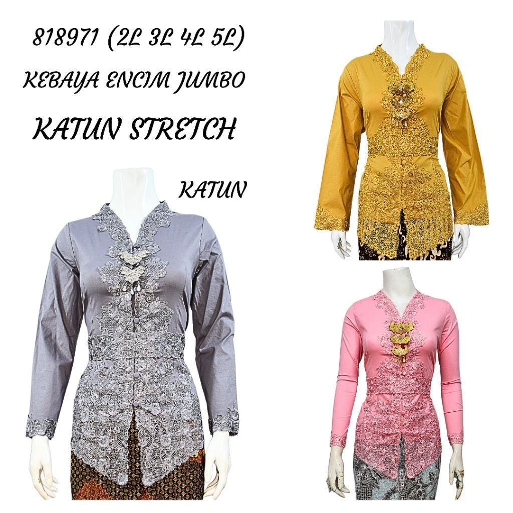 Indah Collection KEBAYA ENCIM JUMBO LENGAN PANJANG BORDIR SENADA KATUN STRETCH KEBAYA WISUDA KEBAYA 