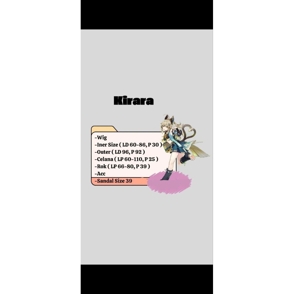Kirara fullset Costume Cosplay