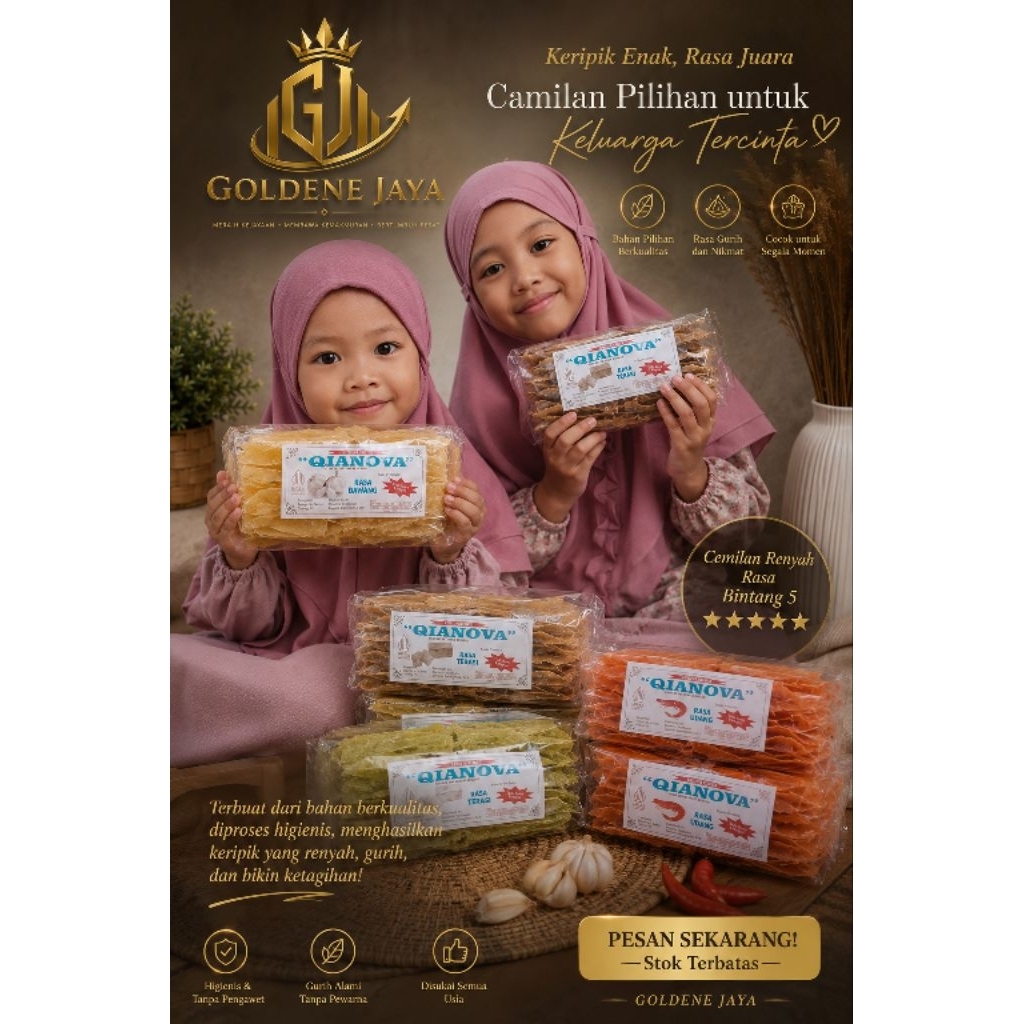 Kerupuk gendar / Karak beras rasa udang kemasan 100 gram siap goreng