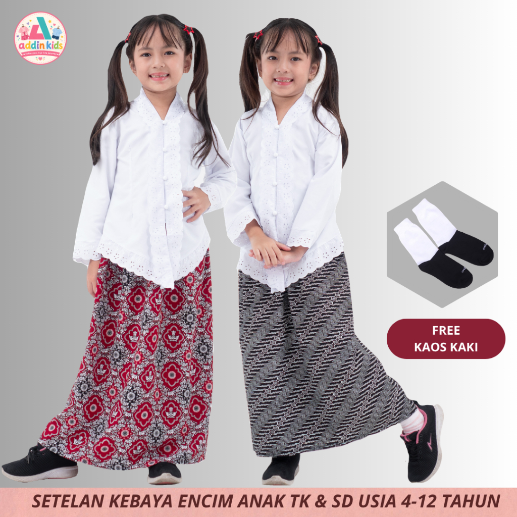 Setelan Kebaya Encim Anak TK SD Usia 4 - 12 Tahun Kebaya Anak Sekolah Baju Adat Tradisional Sunda