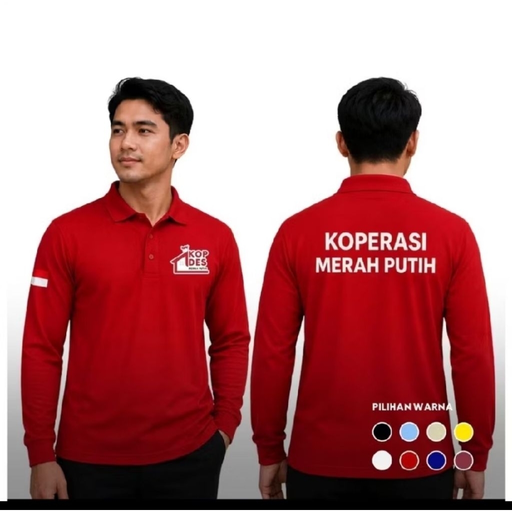 Kaos Polo Koperasi Merah Putih KOPDES | Baju Seragam Koperasi Lengan Pendek & Panjang Pria Wanita Un