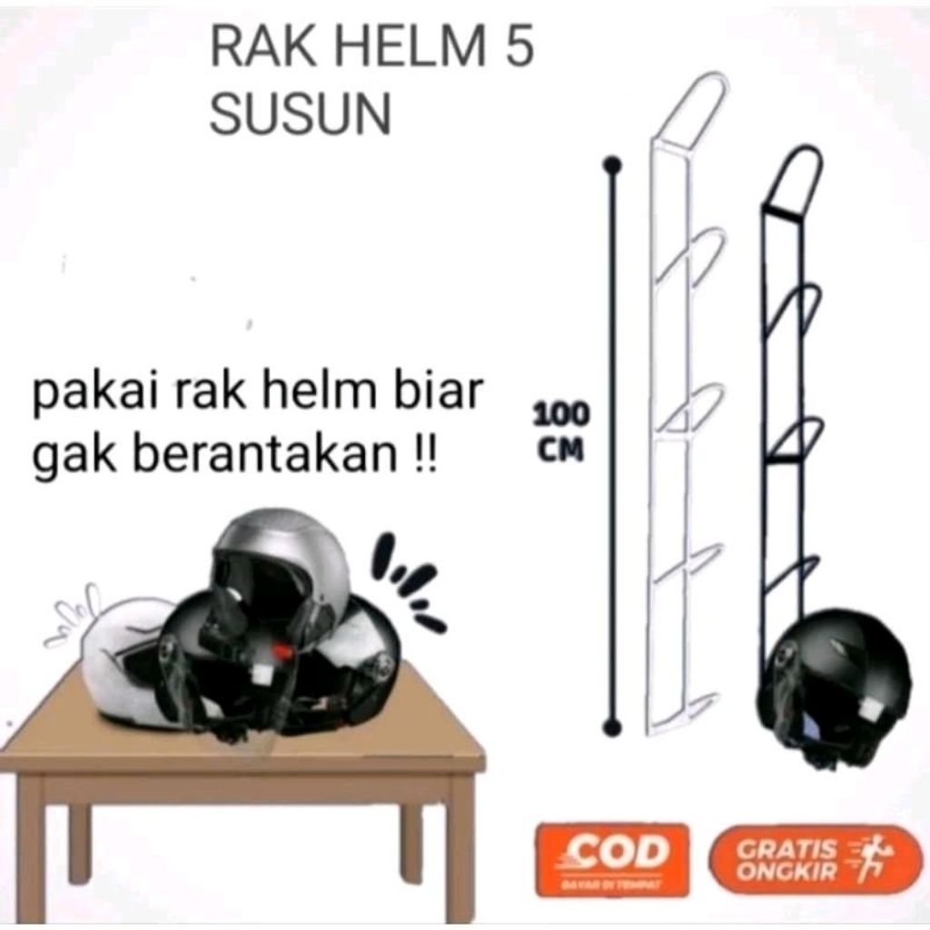Rak helm dinding gantungan helm dinding susun 3 4 5