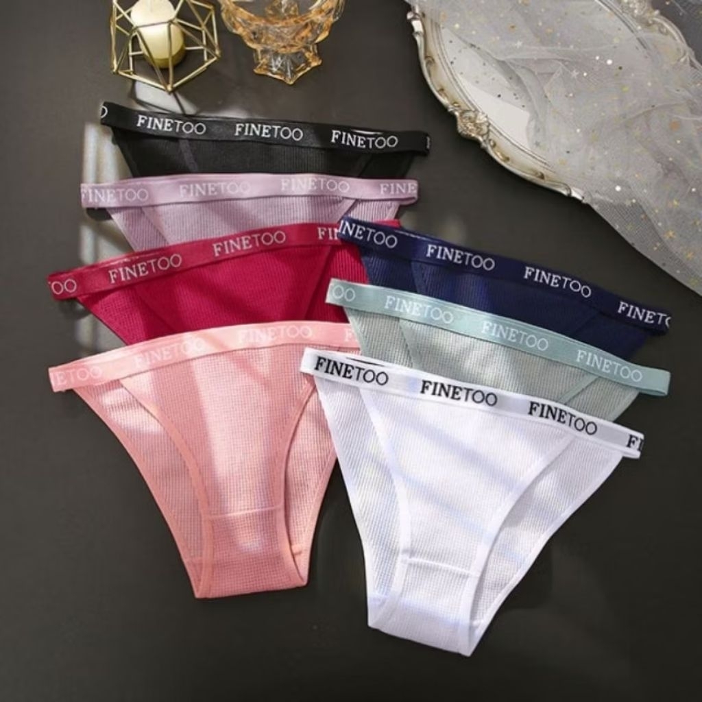 FINETOO FT89 Celana Dalam Wanita Model Thong Katun Garis Cotton Panty Soft