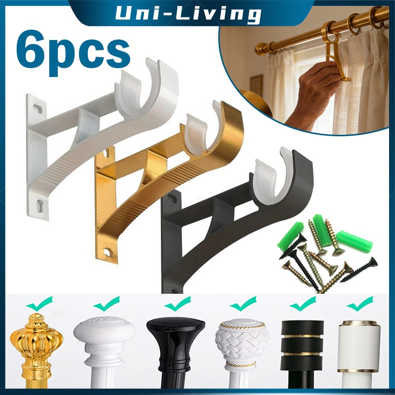 4/6PCS Bracket Tiang Gorden Bracket Gorden Tebal Curtain Pole Breket Dudukan Satu Pasang Gorden Brac