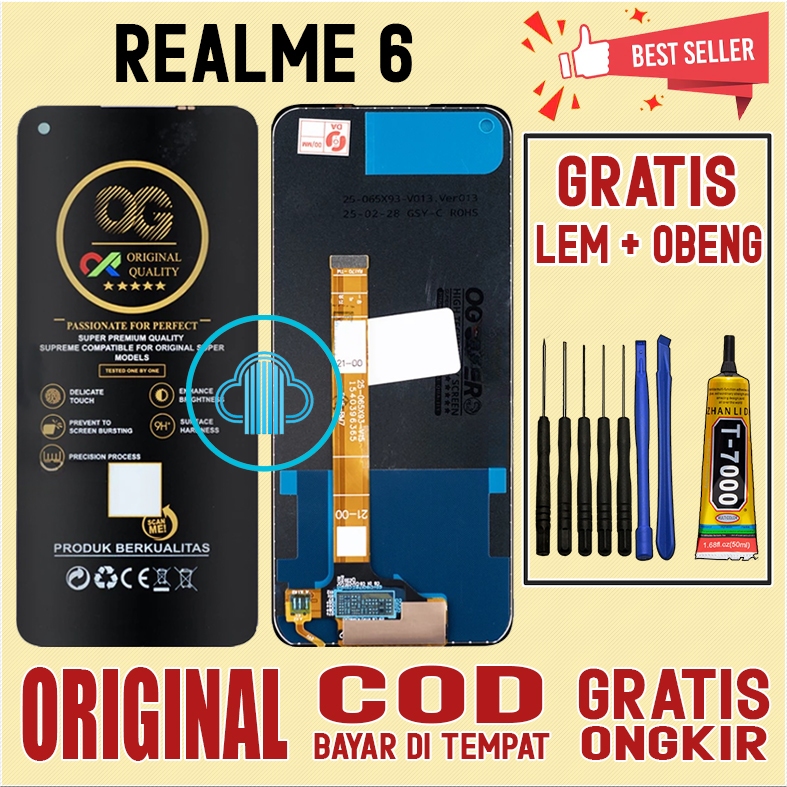 GRATIS LEM OBENG LCD TOUCHSCREEN REALME 6 LAYARSENTUH REALME SERIES ORIGINAL ORI ALL MEREK FULLSET O