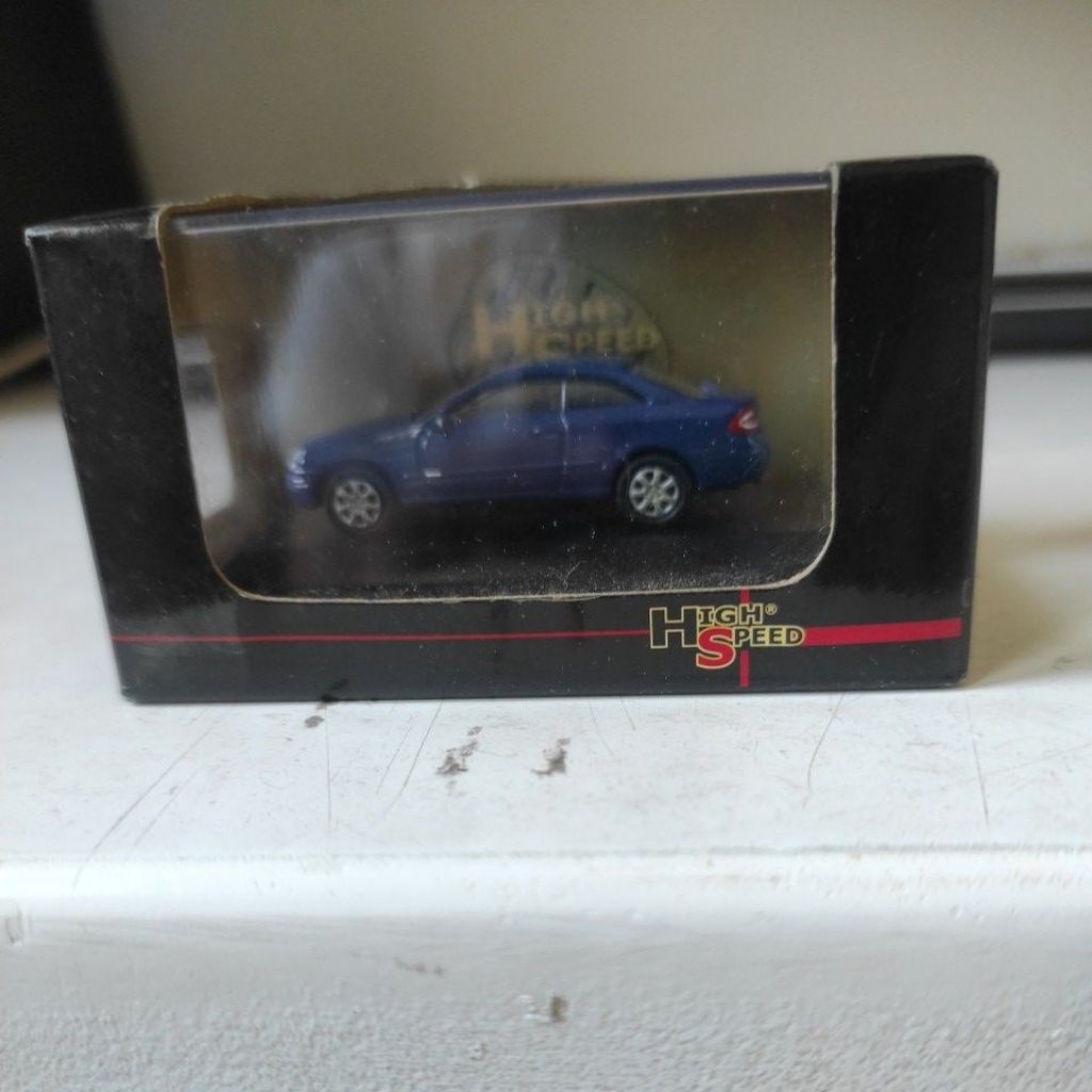 High Speed Diecast Mercedes-Benz CLK Biru Tua Miniatur Mobil Mainan Pajangan Box Original