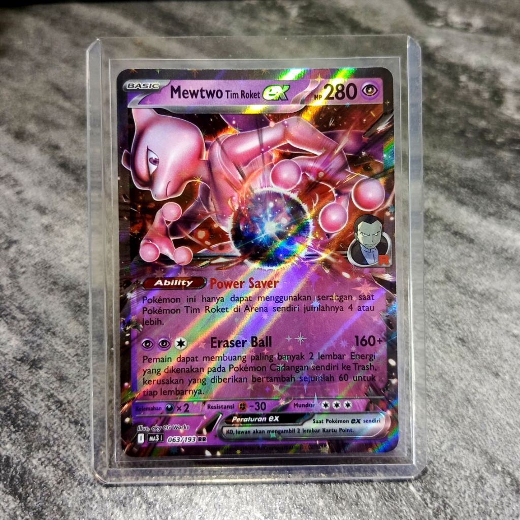 kartu pokemon asli original mewtwo holo sudah dapat toploader