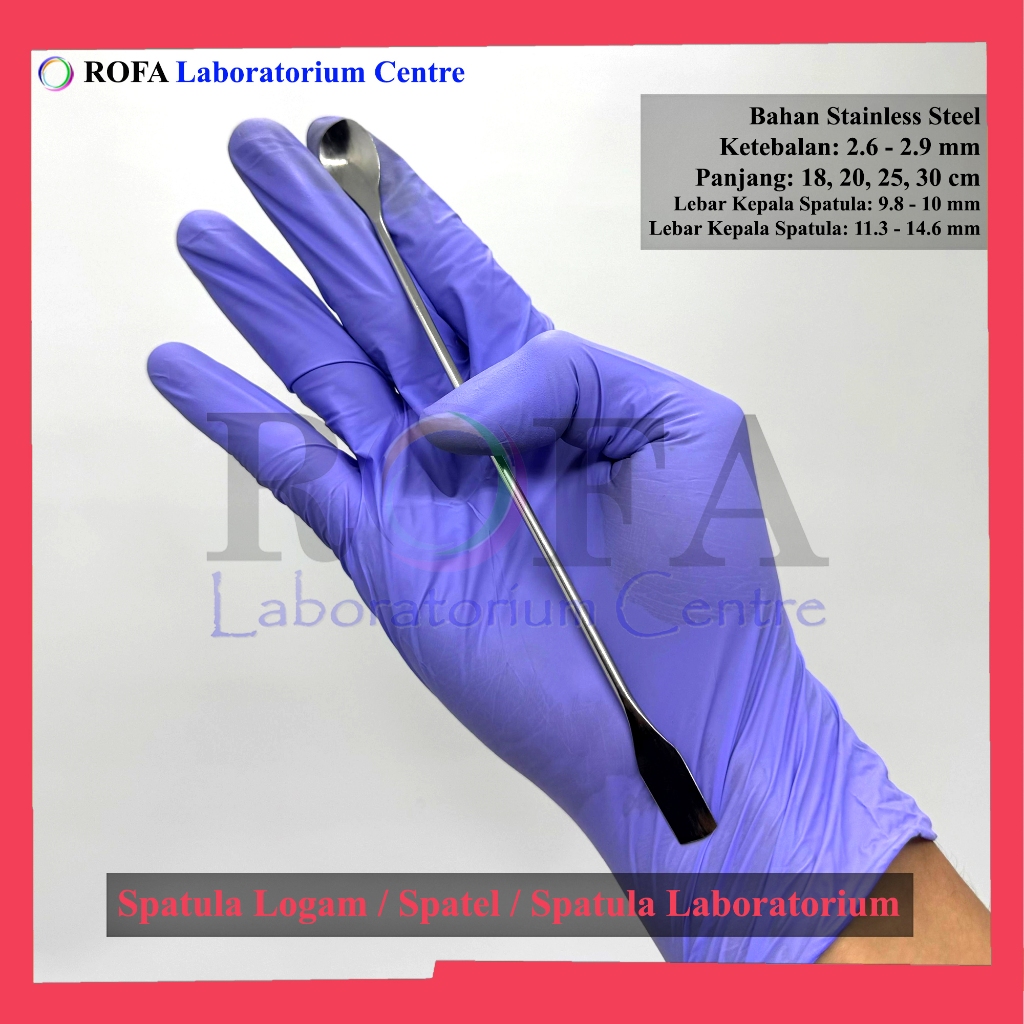 ROFA Spatula Logam / Spatel Sendok Logam / Spatula Stainless / Spatula Laboratorium / Spatula Kimia