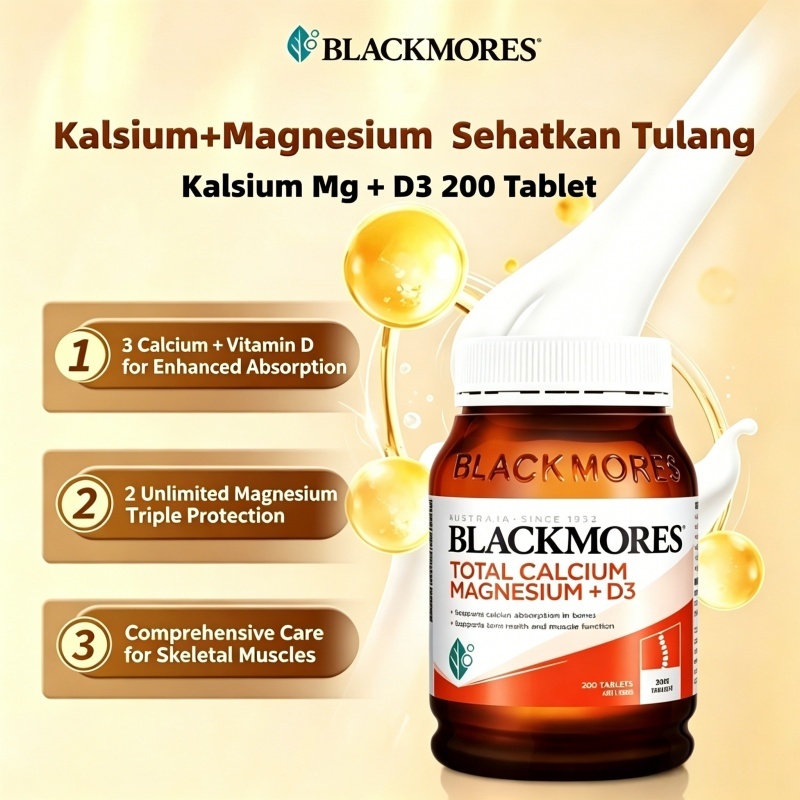 SpotBlackmores Total Calcium Magnesium+D3 200 Tablet Suplemen Kalsium Magnesium D3 [Exp.2028]